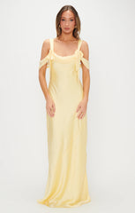 Bella Maxi Dress ~ Pale Yellow Luxe Satin
