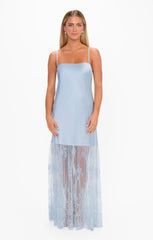 Vanity Dress ~ Steel Blue Luxe Satin