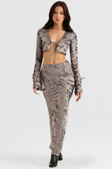 pewter bias cut midi skirt