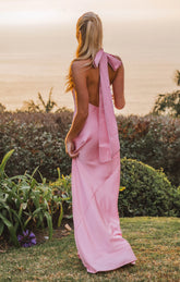Lisa Maxi Dress ~ Light Pink Luxe Satin