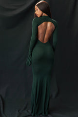 forest green knit maxi dress