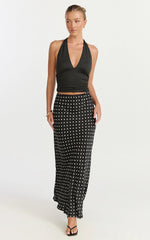 Emma Top - Halter Neck Tie Back Top in Black