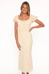 Teigan Midi Dress - Yellow Floral