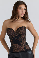 black lace strapless corset top