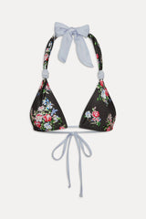 Kealy Reversible Satin Bikini Top - Bouquet