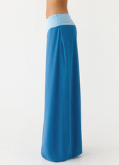 Blushing Bloom Maxi Skirt - Baby Blue