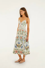Off-White Stitched Garden Midi Dress