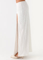 Griff Low Rise Jacquard Maxi Skirt - White