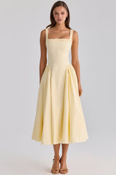 lemon cotton midi sundress
