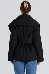 black wool shawl collar jacket
