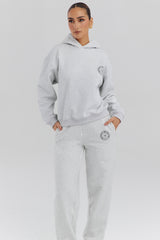 light grey marl cotton fleece-back hoodie