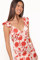 Enala Maxi Dress - Red Floral