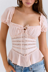 pink lace peplum top