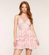 Audrey Floral Chiffon Rhinestone Dress
