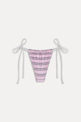 Tia Reversible Satin Bikini Bottom - Pink Stripe