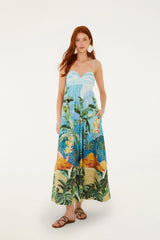 Multicolor Rio Mosaic Sweetheart Neck Maxi Dress