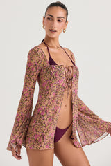 olive floral cover up