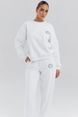 white crew neck sweatshirt