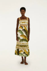 Sand Trancoso Wavy Trim Maxi Dress