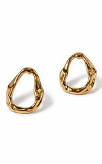 Khloe Earrings - Open Oval Stud Earrings in Gold