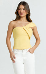 Maura Top - One Shoulder Twist Top in Lemon