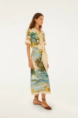 Off-White Royal Sea Collared Midi Dress