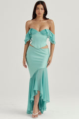 jade ruffle maxi skirt