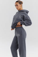 slate cotton fleece-back hoodie