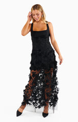 Stephanie Dress ~ Black 3D Floral