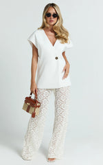 Maura Top - V Neck Cross Over Vest Top in White