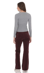 Corduroy Flare Jeans in Burgundy