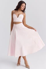 ballerina pink a-line midi skirt