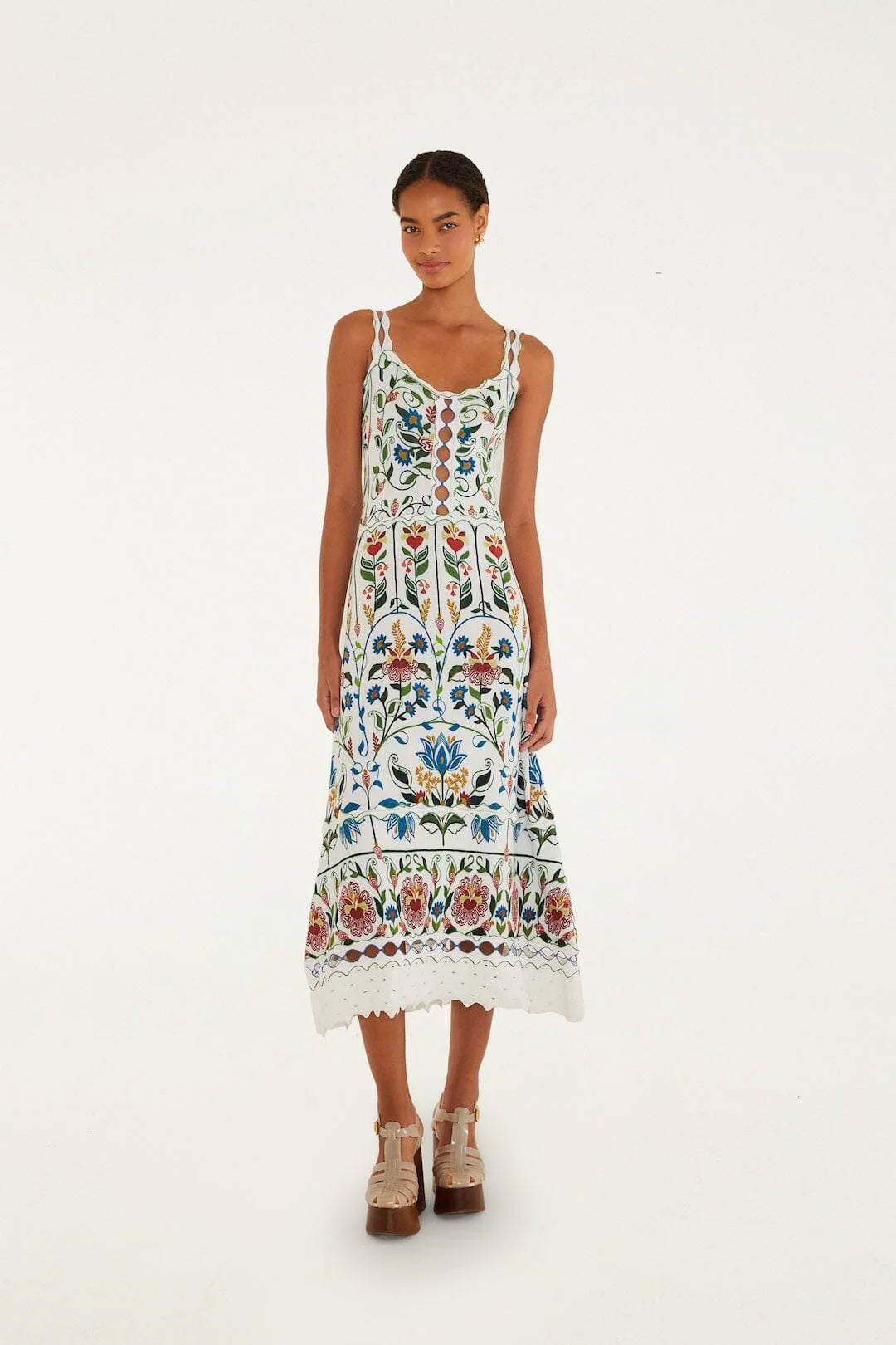 Off-White Stitched Garden Sleeveless Maxi Dress