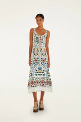 Off-White Stitched Garden Sleeveless Maxi Dress