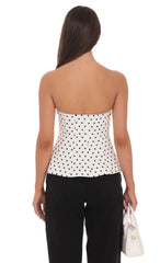 Strapless Peplum Top in Polka Dot