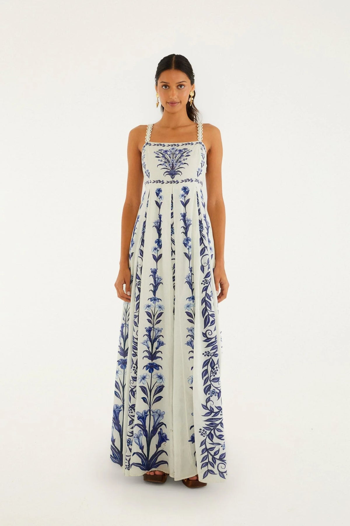 Off-White Flowers Arch Pleats Maxi Dress