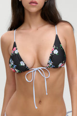 June Satin Skimpy Bikini Top - Bouquet