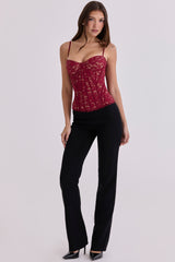 black straight leg trousers
