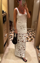 Lani Maxi Dress ~ White Bloom Crochet