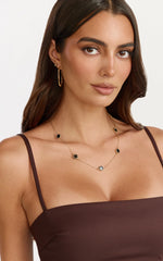 Britt Necklace - Multi Clover Pendant Necklace in Gold/Black