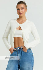 Katherine Cardigan - Long Sleeve Cardigan And Bralette Set in Cream