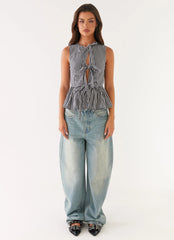 Cyrene Tie Top - Black Gingham