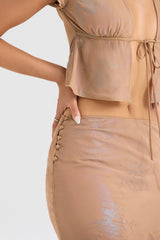 shimmer cafe au lait bias cut maxi skirt