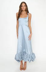 Rebecca Midi Dress ~ Steel Blue Taffeta