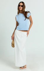Marilou Top - Knit Off Shoulder Top in Pale Blue