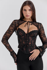 black lace corset top with bolero