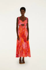 Multicolor Delicate Forest Cut-Out Maxi Dress