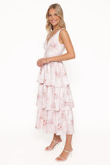 Natarsha Maxi Dress - White Pink Floral