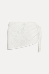 Atlas Knit Mini Skirt - White Hibiscus