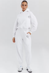 white cotton fleece-back hoodie